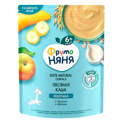 Каша молочная овсяная яблоко банан 200 г от 6 месяцев ФрутоНяня 93370 1